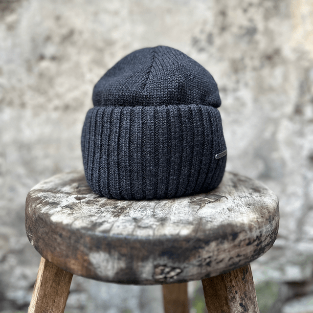 Stetson Beanie Merino Zwart / Grijs 