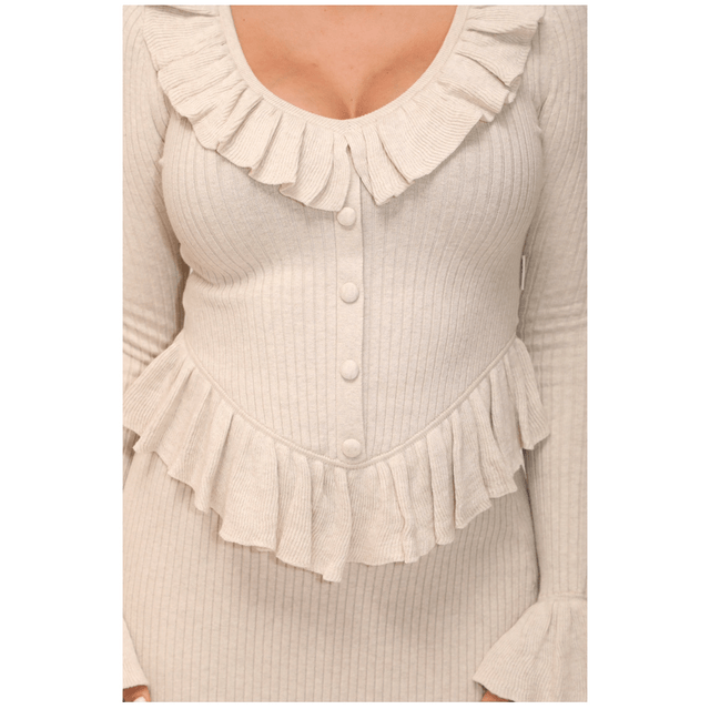 Reinders Vittoria Ruffle Top Creme 
