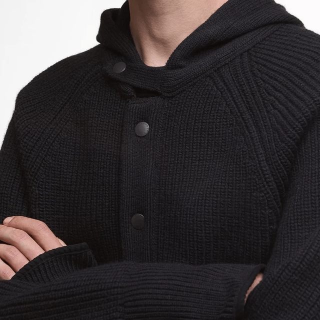Barbour Middens Knitted Hoodie Black