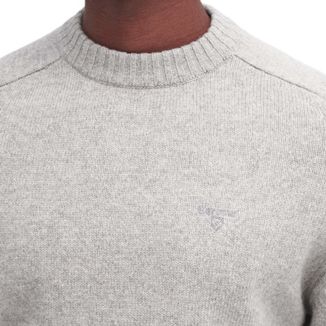 Barbour Grangetown Merino Crew Neck Jumper Light Grey  