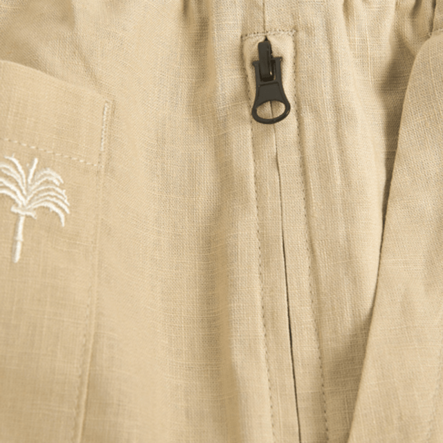 OAS Beige Cargo Linen Shorts