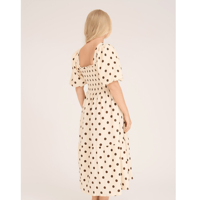 Cheri Dot Dress Sand Brown