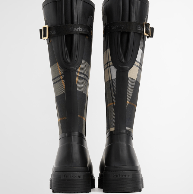 Barbour Dena Wellington Boots Black Tartan