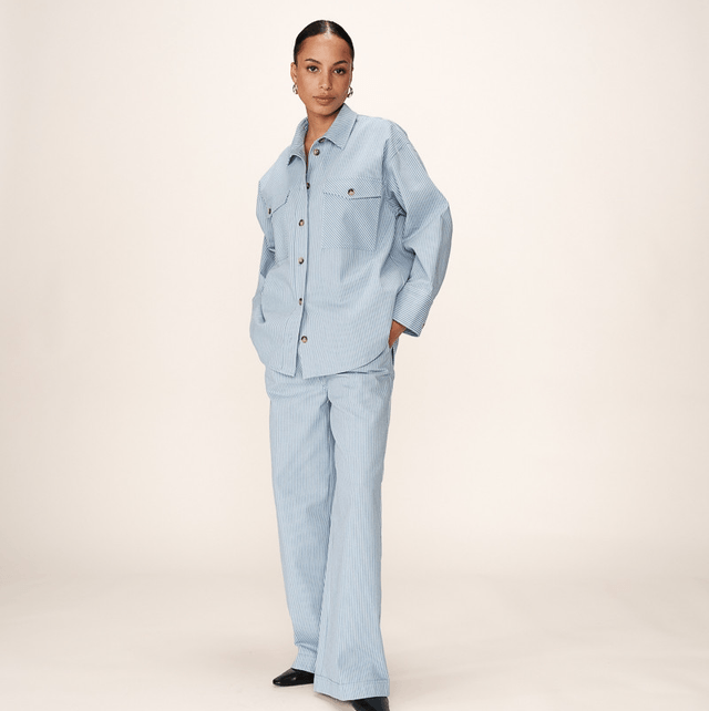 Blouse Shirt Stripe Blue
