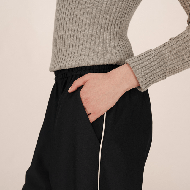Wide-leg trousers with elasticated waistband Navy