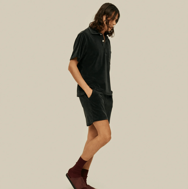 OAS Nearly Black Velour Shorts