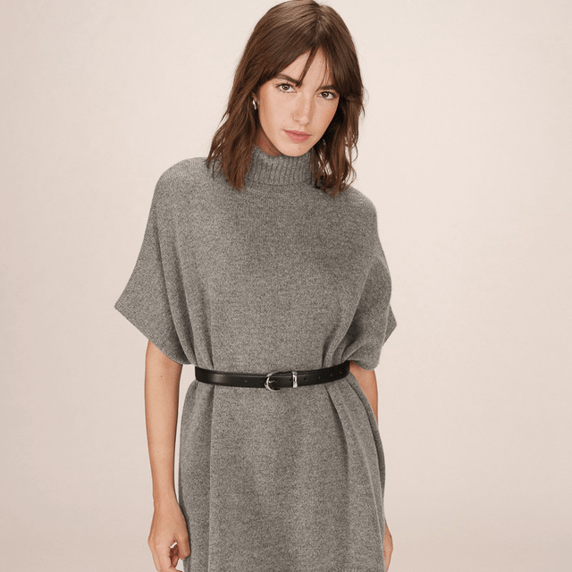 Turtleneck Knit Poncho anthracite