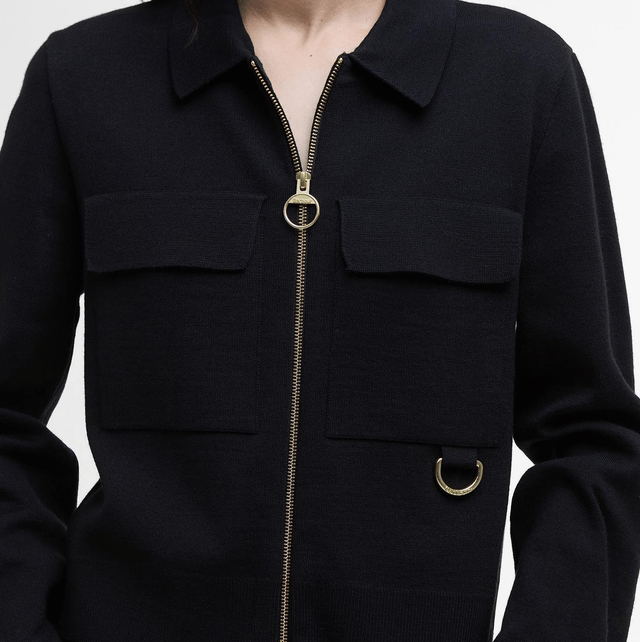 Barbour Alma Knitted Zip Through Cardigan Black