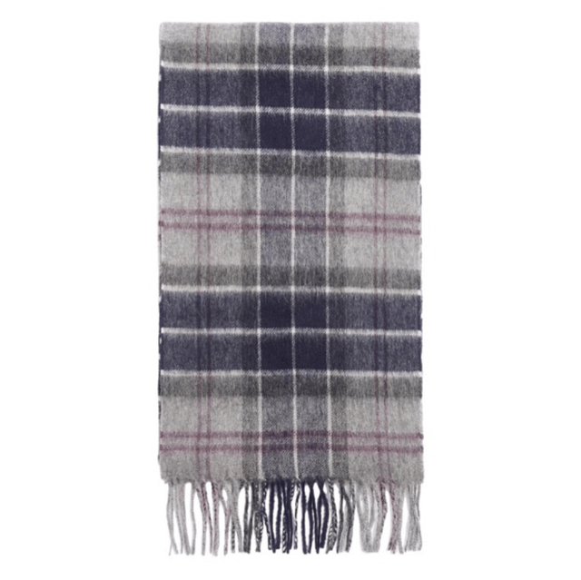 Barbour Wool Cashmere Tartan Scarf Black Slate Tartan