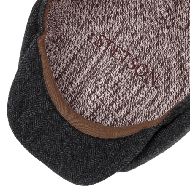 Stetson Hatteras Classic Wool Flat Cap Black Grey