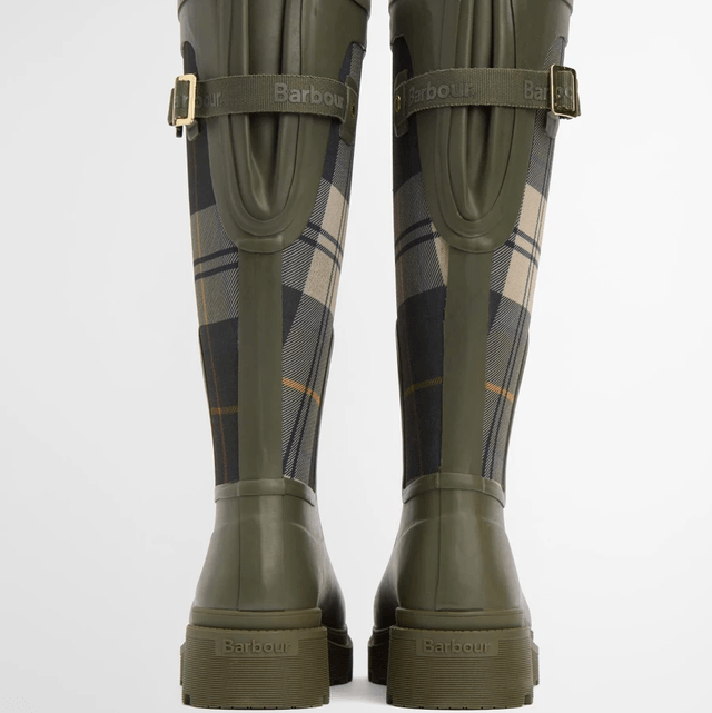 Barbour Dena Wellington Boots Olive Tartan
