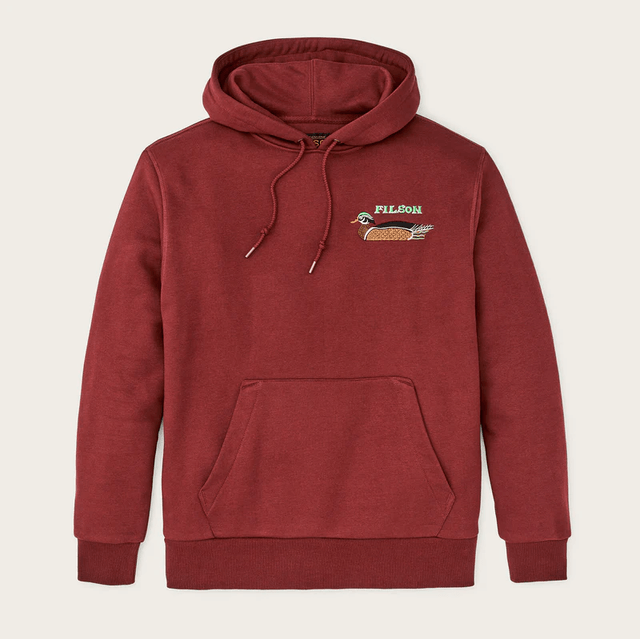 Filson Prospector Embroidered Hoodie Fired Brick Ducks
