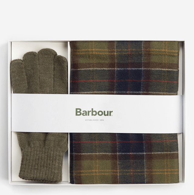 Tartan Scarf & Glove Gift Set Classic Olive