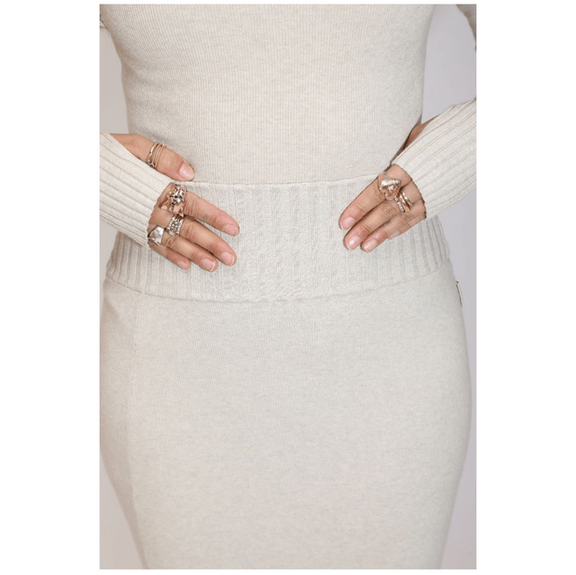 Reinders Scarlett Knitwear High Split Skirt Creme 