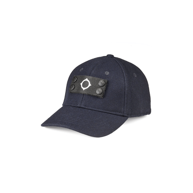 Ma.Strum Wool Badge Cap Ink Navy