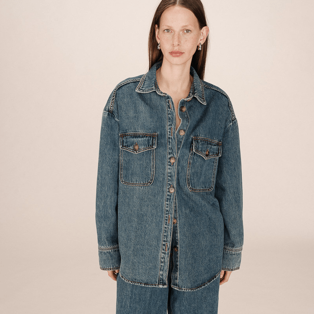 Oversized denim shirt vintage blue