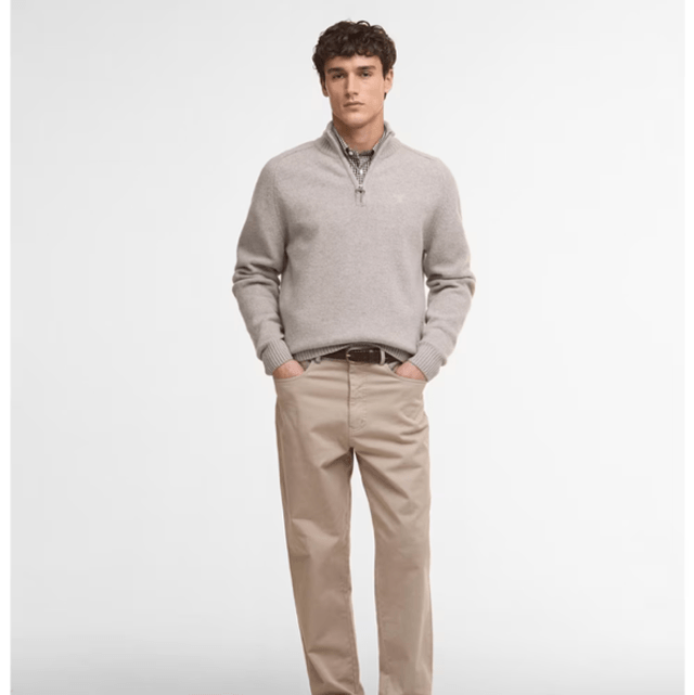 Barbour Grangetown Half Zip Knitted Jumper Light Grey