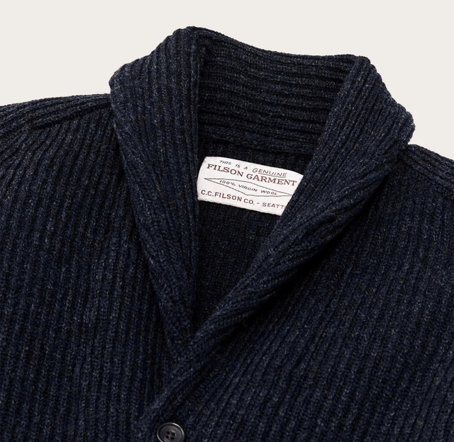 Filson Bristol Cardigan Sweater Dark Navy Heather