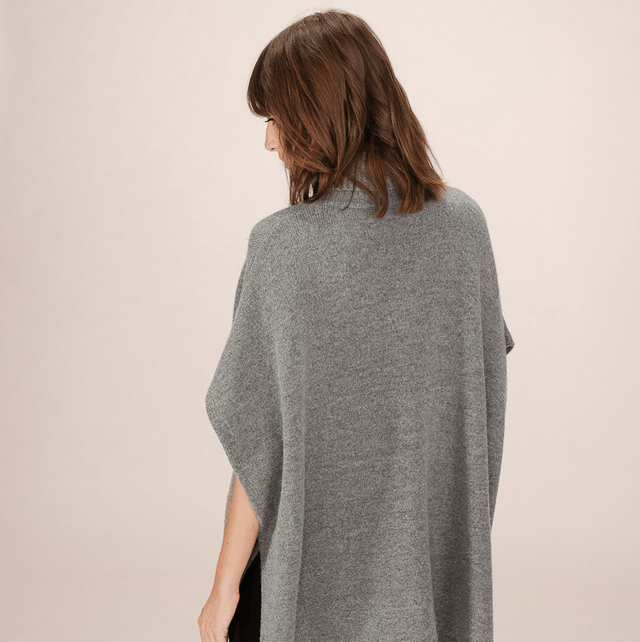 Turtleneck Knit Poncho anthracite
