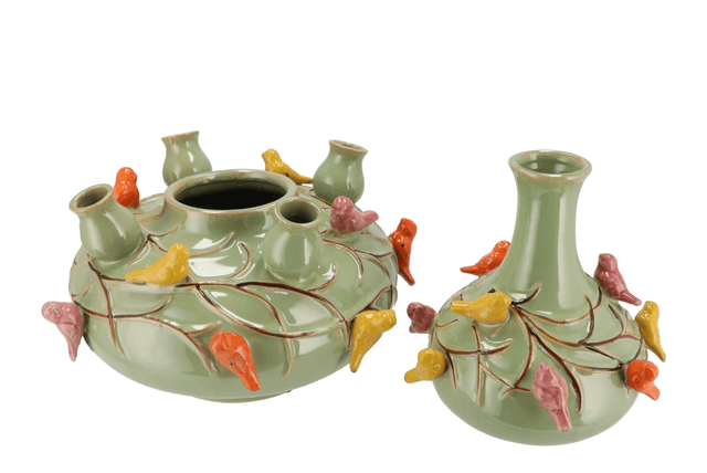 Bird vase moss bubbles M 