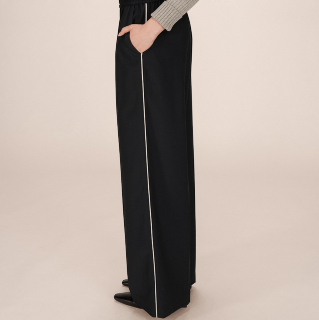 Wide-leg trousers with elasticated waistband Navy