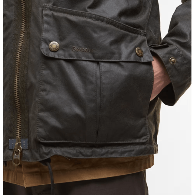 Barbour Re-Engineered Bardon Spey Wax Jacket Olive
