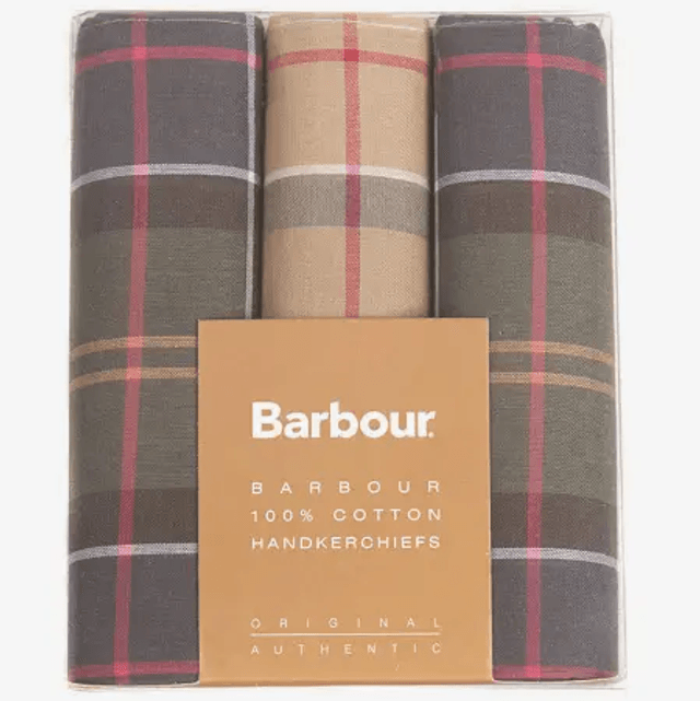 Barbour tartan Handkerchief pack Gift Box Set