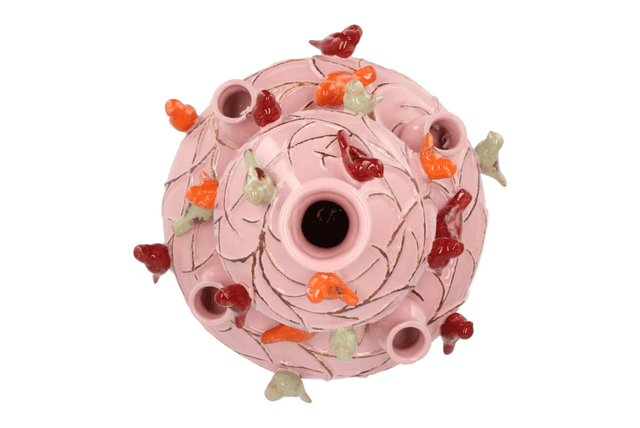 Bird vase light pink bubbles L