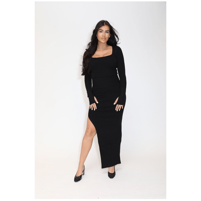 Reinders Scarlett Knitwear High Split Skirt True Black