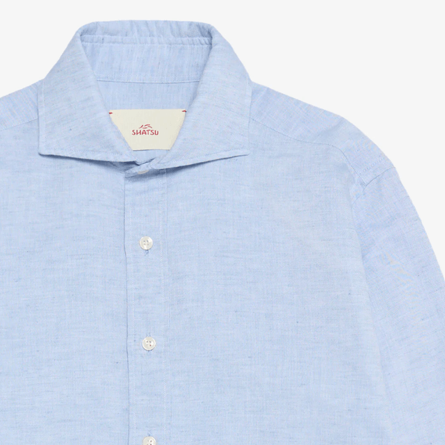 Shatsu Ni cotton-linen solid Light Blue