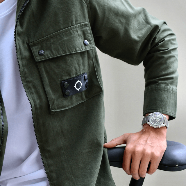 Ma.Strum Aerial Funnel Neck Overshirt Oil Silk