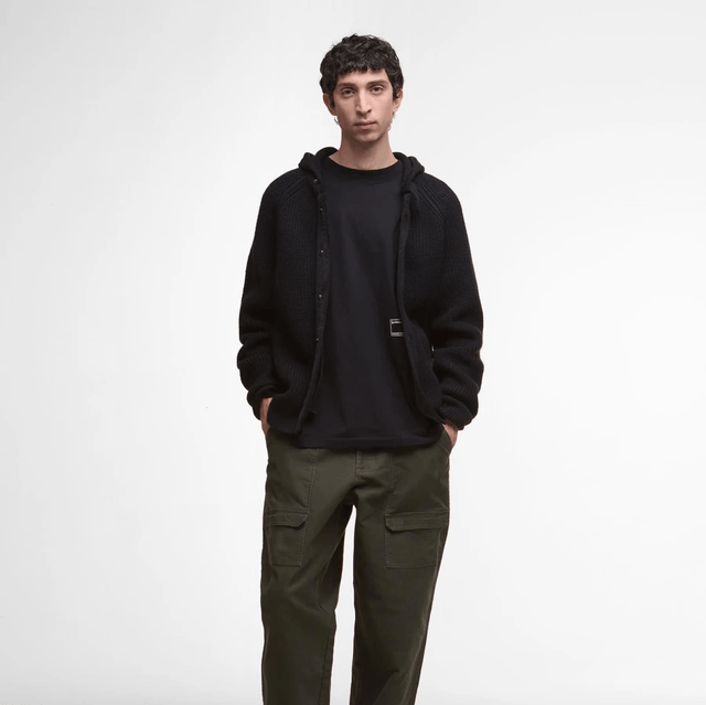 Barbour Middens Knitted Hoodie Black