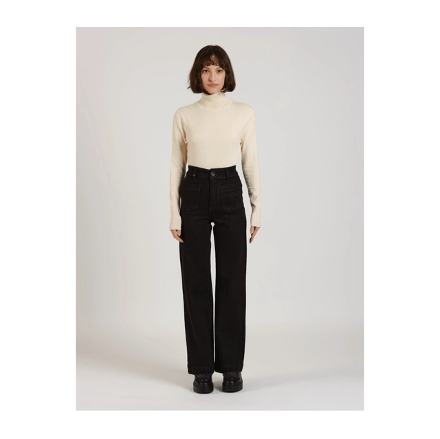 FAUVE high-waisted flared jeans Black