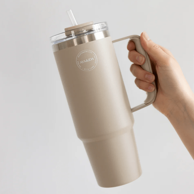 Thermo Cup with Straw Cream Beige 885ML