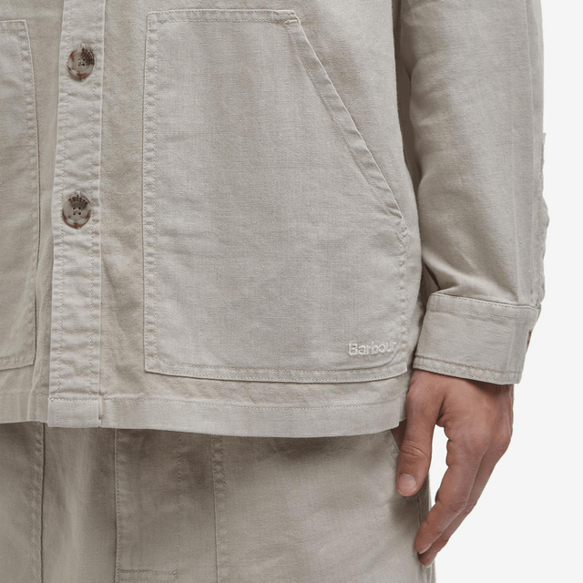 Barbour Natural Linen-Blend Overshirt Mist