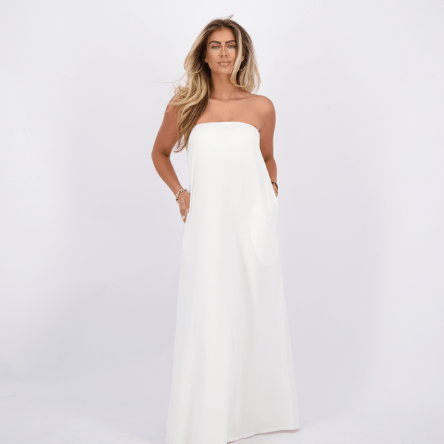 Reinders Modal Strapless Dress White 
