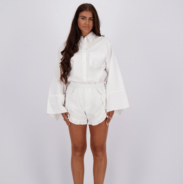 Reinders Blouse Short Ruffles White
