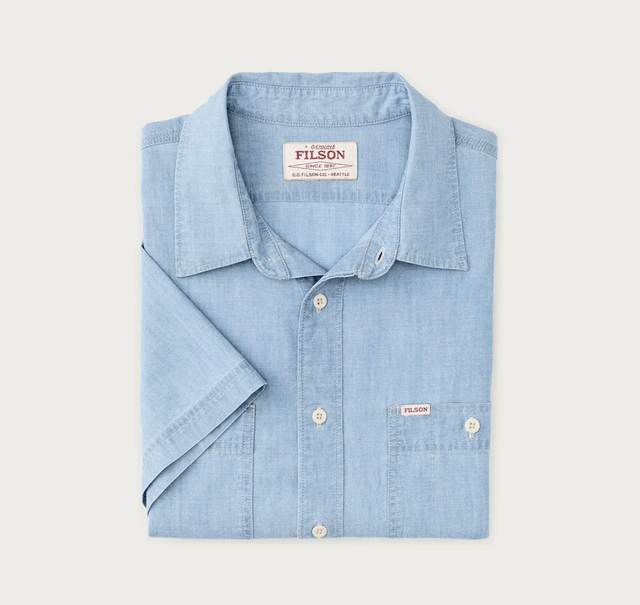 Filson Chambray Short Sleeve Shirt Light Indio Chambra 