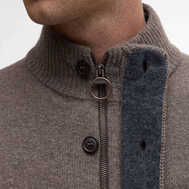 Barbour Essential Patch Zip Through Dark Stone