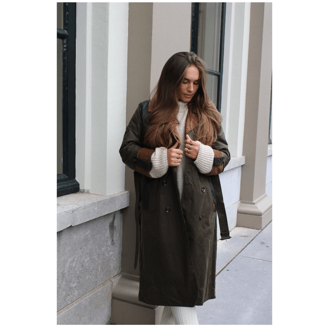Barbour Brackley Waxed Trench Coat Beech/Archive Olive/Ancient