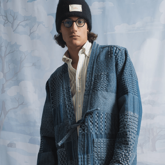 Shatsu Ju San cotton denim patchwork Blue