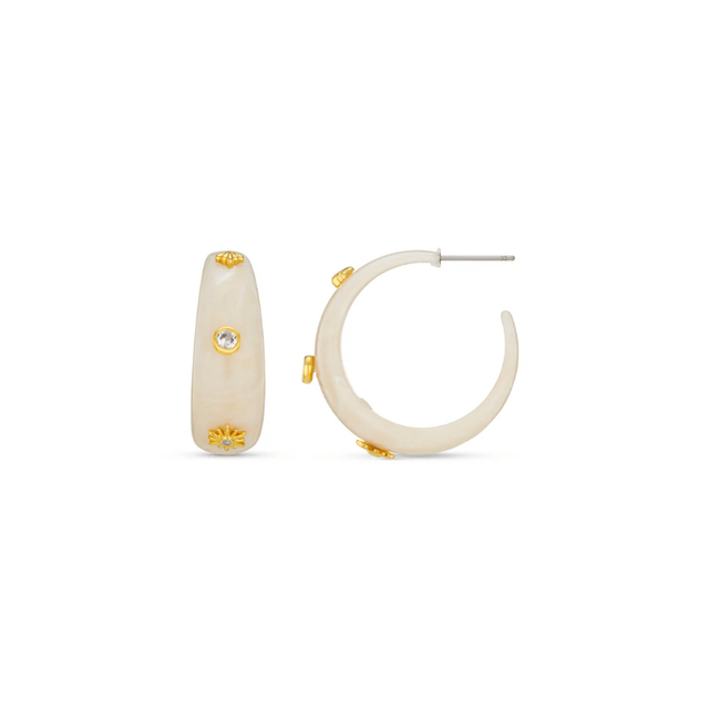 Charm Embellished Resin Hoop Earrings