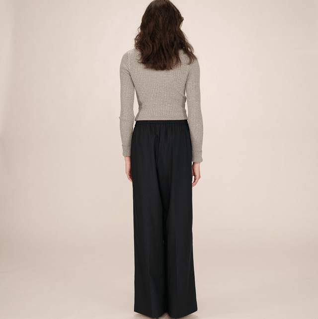 Wide-leg trousers with elasticated waistband Navy