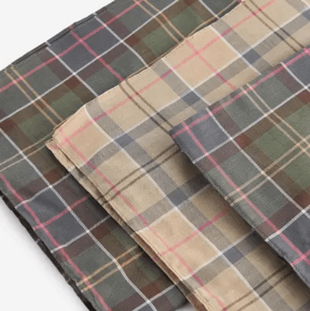 Barbour tartan Handkerchief pack Gift Box Set