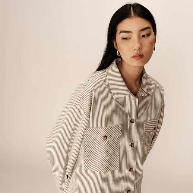 Blouse Shirt Stripe Ecru 