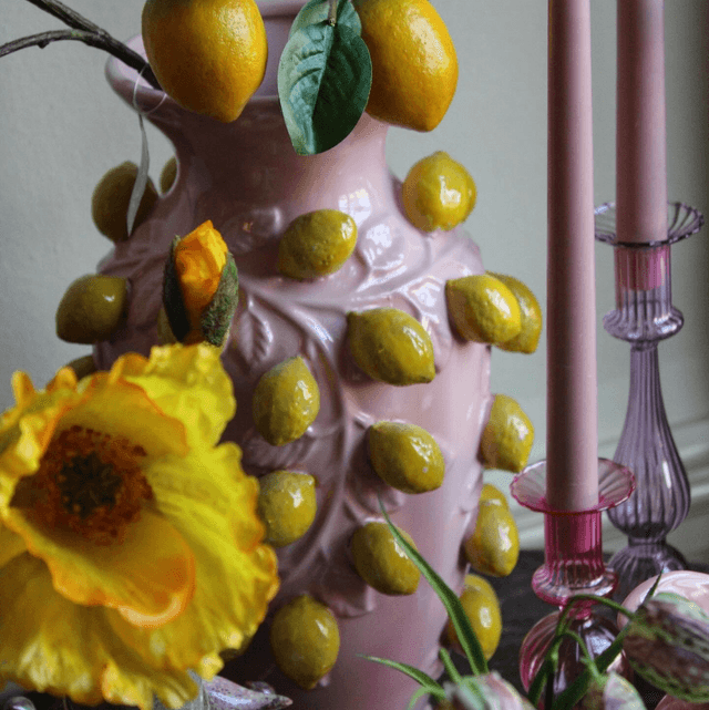 Fruit lemon light pink vase 