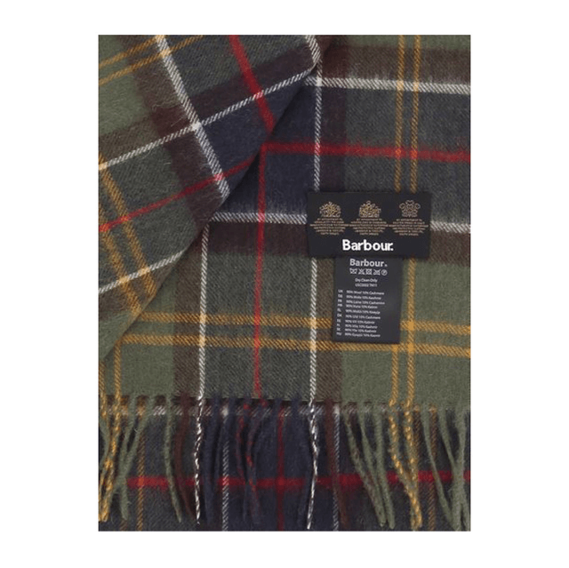 Barbour Tartan Lambswool Scarf Olive Green