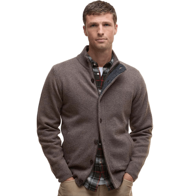 Barbour Essential Patch Zip Through Dark Stone
