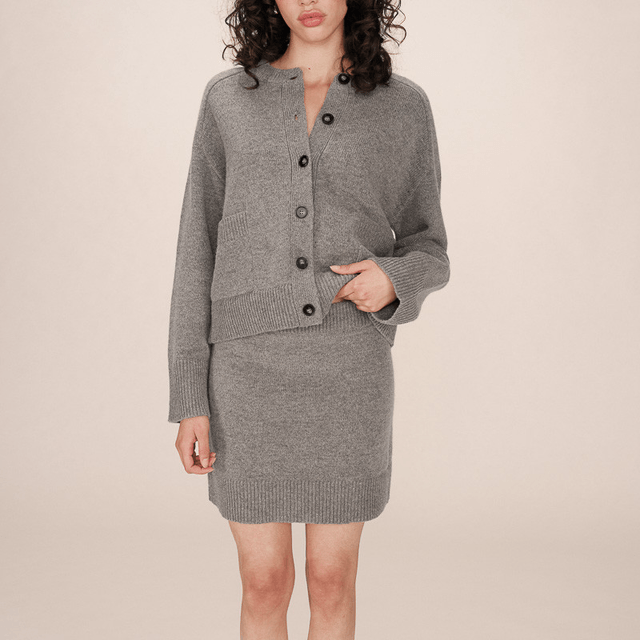 Wool Mini Skirt Grey