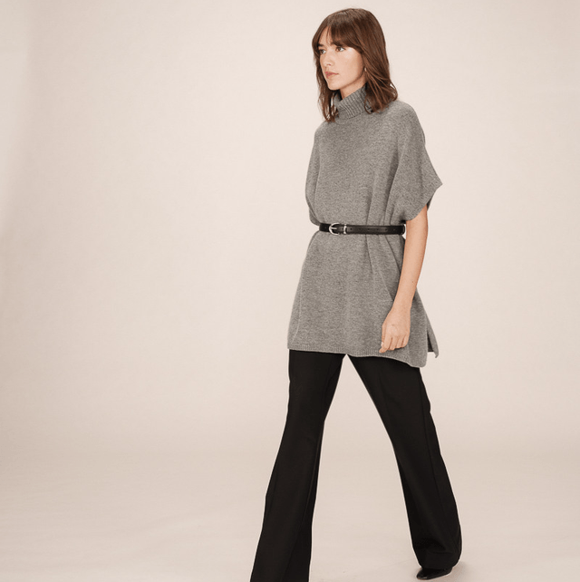 Turtleneck Knit Poncho anthracite
